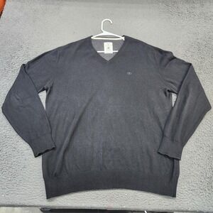 Tom Tailor Sweater Mens 2XL Gray V Neck Knit Pullover Long Sleeve Logo